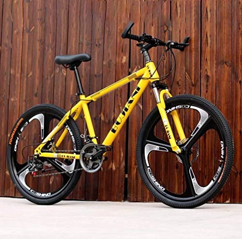 Mountain Bike : GQQ Variable Speed Bicycle, Adult Mountain Bike, Juvenile Students City Road Racing Bikes, Dual Disc Brakes Offroad Snow Bike, 24 inch Wheels Beach, Yellow, 27 Speed, Yellow, 27 Speed