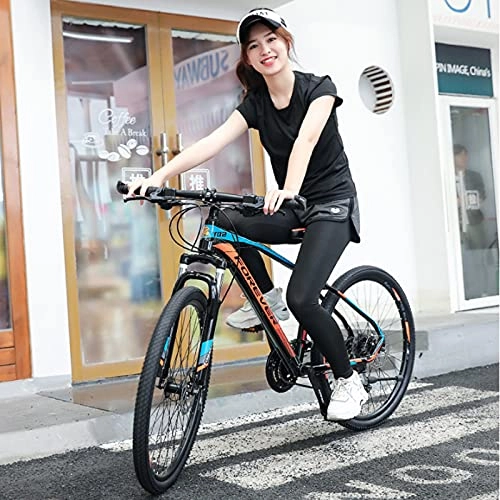 Mountain Bike : GREAT 26”27 Speed Mountain Bike, Spokes Wheel BicycleDual Disc Brakes Aluminum Alloy Frame Bike For Outdoor Sports（Saddle Height Adjustable）(Size:27 speed, Color:A)