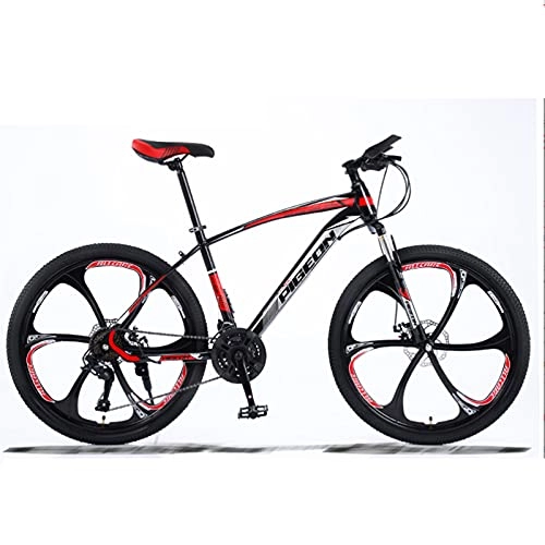 Mountain Bike : GREAT 26 Inches 21 Speed Mountain Bikes, Student Bicycle Double Disc Brake 6 Spokes Wheels Road Bike High-carbon Steel Frame Comfortable Soft Cushion(Color:C)