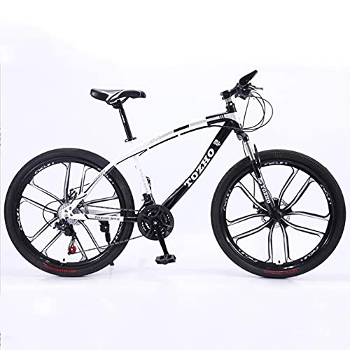 Mountain Bike : GREAT 26” Mountain Bike, Double Disc Brake Bicycle 21 / 24 / 27 Speed Road Bikes High-carbon Steel Student Bicycle For Mens / Womens Comfortable Saddle(Size:24 speed, Color:Noir)