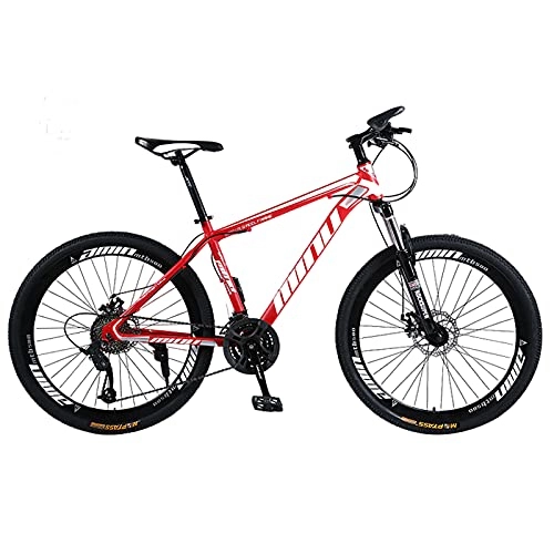 Mountain Bike : GREAT 26" Wheel Mens Adults Mountain Bike, High-carbon Steel Bicycle 21 / 24 / 27 Speed Shock Absorbing Variable Speed Mountain Bike(Size:21 speed, Color:Red)