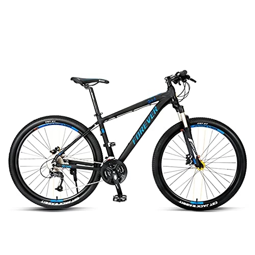 Mountain Bike : GREAT 27.5 Inch 27 Speed Mountain Bike, Mens Bicycle Aluminum Alloy Frame Road Bike Lockable Suspension Fork Double Disc Brake Bike(Color:Blue)