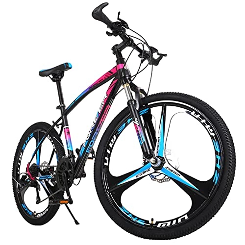 Mountain Bike : GREAT Adult Mountain Bike, 26-Inch Road Bikes 21 / 24 Speed 3 Spokes Wheel Student Bicycle High Carbon Steel Frame Double Shock-absorbing Bicycle(Size:24 speed, Color:Pink)