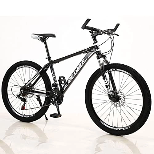Mountain Bike : GREAT Adult Mountain Bike, 26-Inch Wheels Mens / Womens 21 Speed Dual Suspension Bicycle Aluminum Alloy Double Disc Brake(Size:24 speed, Color:Black)