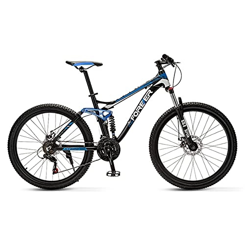 Mountain Bike : GREAT Aluminum Alloy Mountain Bike, 26” 27 Speed Wheels Bicycle Men's And Women's Outdoors Sport Bikes Disc Brakes MTB Bicycle(Size:27 speed, Color:Blue)