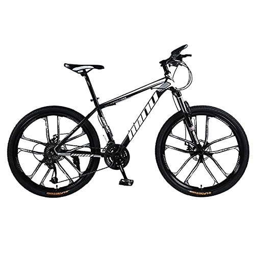 Mountain Bike : GREAT Full Suspension Mountain Bicycle, 26” Mens Bikes High-carbon Steel Dual Disc Brake 10-Spoke Wheels Variable Speed Mountain Bike(Size:21 speed, Color:Black)