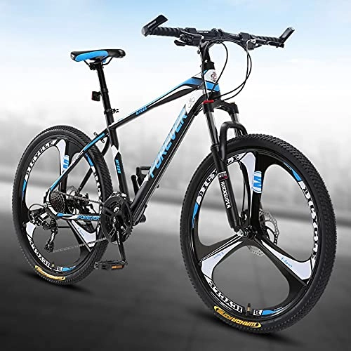 Mountain Bike : GREAT Full Suspension Mountain Bike 26 Inch, Lightweight Student Bicycle Carbon Steel Frame Road Bikes 24 / 27 / 30 Speeds 3-Spokes Wheels(Size:30 speed, Color:Blue)