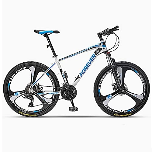 Mountain Bike : GREAT Full Suspension Mountain Bike, Student Bicycle 26 Inches 24 / 27 / 30 Speed Road Bike High-carbon Steel Frame Double Disc Brake Commuter Bike(Size:27 speed, Color:Blue)