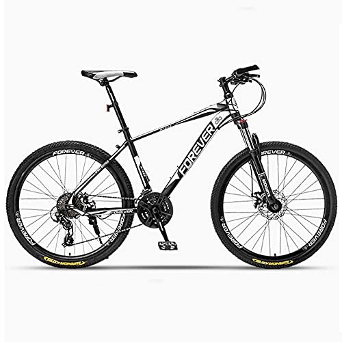 Mountain Bike : GREAT Mens Adults Mountain Bike, Lightweight Student Bicycle 26 Inch Carbon Steel Frame Road Bikes Double Disc Brake Shock Absorption(Size:30 speed, Color:White)