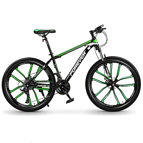 Mountain Bike : GREAT Mountain Bike 26 Inches, 24 / 27 / 30 Speed 10 Spoke Wheels Dual Disc Brake High-carbon Steel Frame Lockable Suspension Fork MTB Bicycle(Size:27 speed, Color:Green)