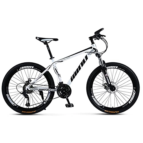 Mountain Bike : GREAT Mountain Bike, Shock-absorbing Bicycle 26" Wheel 21 / 24 / 27 Speed High-carbon Steel Road Bikes, Easily Deal With Various Road Conditions(Size:21 speed, Color:White)