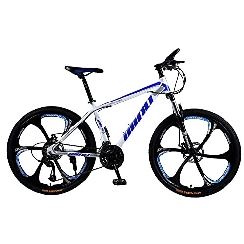 Mountain Bike : GREAT Mountain Bike X1 21 / 24 / 27 Speed Dual Disc Brake 6 Spoke Wheels 26 Inchs Full Suspension Mountain Bicycle, High-carbon Steel(Size:21 speed, Color:Blue)