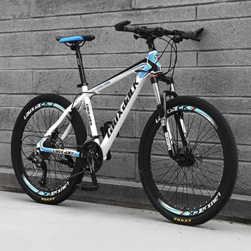 Mountain Bike : GREAT Outdoor Mountain Bike, 21 / 24 / 27 Speed Bicycle 26-inch Men's Mountain Bike High-carbon Steel Double Disc Brake Student Bicycle(Size:27 speed, Color:White)