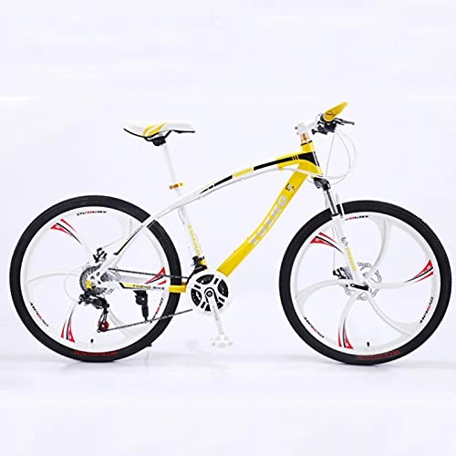 Mountain Bike : GREAT Outdoor Mountain Bike, Variable Speed Bicycle 26 Inch Wheels Student Bicycle Double Disc Brake Carbon Steel Bike Suitable For People Of 160-185CM(Size:21speed, Color:Yellow)