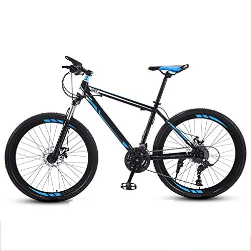 Mountain Bike : GUOHAPPY Mountain Bike, 24 Inch Bike with High-Strength Carbon Steel Frame, Bike with Dual Disc Brakes And 21 / 24 / 27 Variable Speed Shock Absorbers, black blue, 21