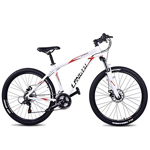 Mountain Bike : GWFVA 21-Speed Mountain Bikes, 26 Inch Aluminum Frame Hardtail Mountain Bike, Kids Adult All Terrain Mountain Bike, Anti-Slip Bicycle, White