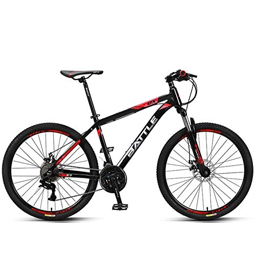 Mountain Bike : GWFVA 26 Inch Adult Mountain Bikes, 27 Speed Hardtail with Dual Disc Brake, Aluminum Frame Front Suspension All Terrain Mountain Bicycle, Black