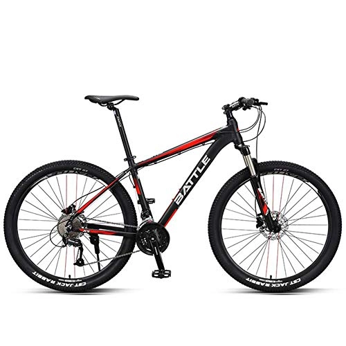Mountain Bike : GWFVA 27.5 Inch Mountain Bikes, Adult Men Hardtail Mountain Bikes, Dual Disc Brake Aluminum Frame Mountain Bicycle, Adjustable Seat, Red, 27 Speed