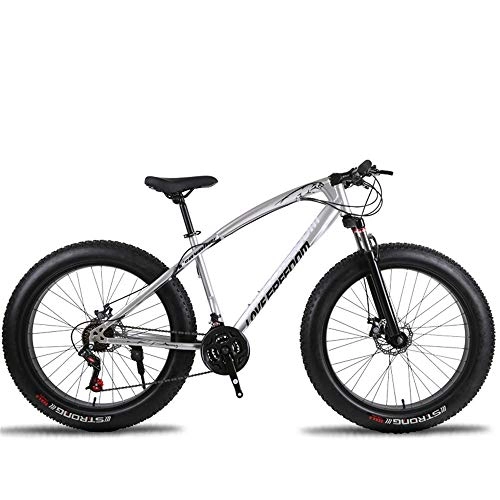 Mountain Bike : GX97 Fat bike off-road beach snow bike 27 speed speed mountain bike 4.0 wide tire adult outdoor riding, Silver