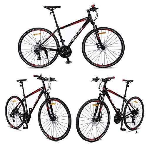 Mountain Bike : GXQZCL-1 26inch Mountain Bike, Aluminium Alloy Mountain Bicycles, Double Disc Brake and Lock Front Suspension, 27 Speed MTB Bike (Color : Black+Red)