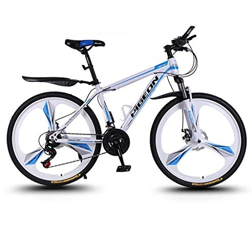 Mountain Bike : GXQZCL-1 26inch Mountain Bike, Hardtail Carbon Steel Frame Bicycle, Dual Disc Brake and Front Suspension, Mag Wheels, 24 Speed MTB Bike (Color : White)