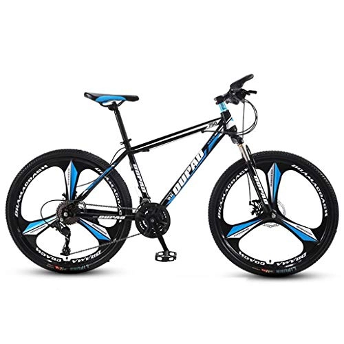 Mountain Bike : GXQZCL-1 26inch Mountain Bike, Hardtail Mountain Bicycles, Double Disc Brake and Front Suspension, 26inch Wheel, Carbon Steel Frame MTB Bike (Color : Black+Blue, Size : 24-speed)