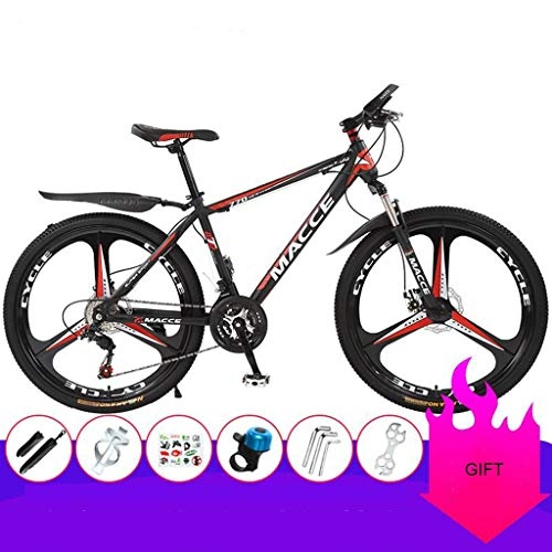 Mountain Bike : GXQZCL-1 Mountain Bike, 26inch Hardtail Mountain Bicycle, Dual Disc Brake and Front Suspension, 21 Speed, 24 Speed, 27 Speed MTB Bike (Color : Black+Red, Size : 27 Speed)