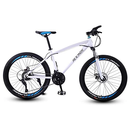 Mountain Bike : GXQZCL-1 Mountain Bike / Bicycles, Front Suspension and Dual Disc Brake, Carbon Steel Frame, 26inch Spoke Wheels MTB Bike (Color : White, Size : 24 Speed)