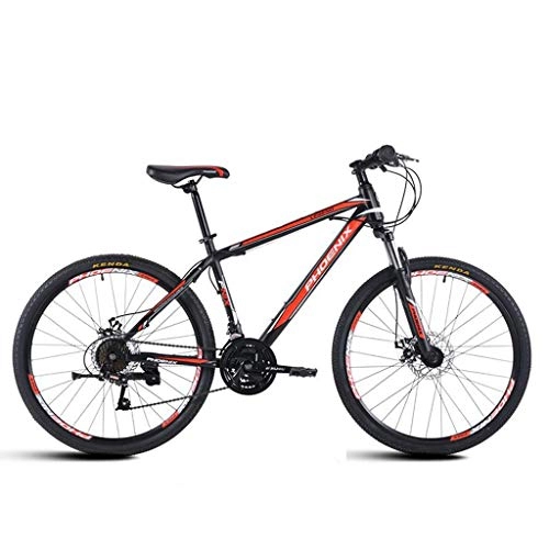 Mountain Bike : GXQZCL-1 Mountain Bike, Carbon Steel Frame Hard-tail Bicycles, 26inch Wheel, Dual Disc Brake and Front Fork, 21 Speed MTB Bike (Color : Black+Red)