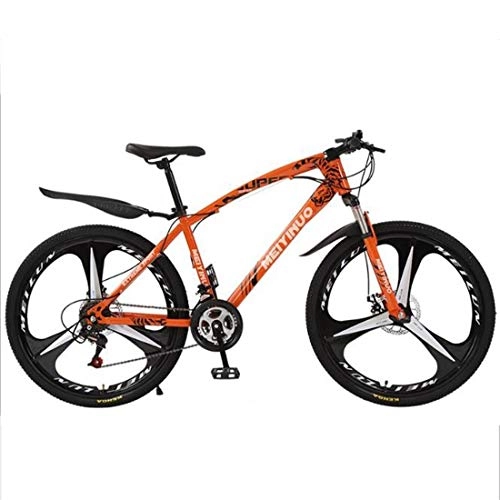 Mountain Bike : GXQZCL-1 Mountain Bike, Carbon Steel Frame Hardtail Bicycles, Dual Disc Brake and Front Suspension, 26" Mag Wheel MTB Bike (Color : Orange, Size : 27 Speed)