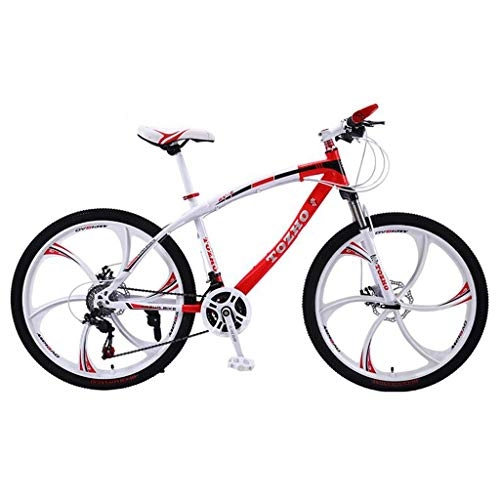 Mountain Bike : GXQZCL-1 Mountain Bike, Carbon Steel Frame Hardtail Mountain Bicycles, 26inch Mag Wheel, Dual Disc Brake and Front Suspension MTB Bike (Color : Red, Size : 21 Speed)