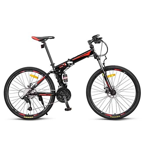 Mountain Bike : GXQZCL-1 Mountain Bike, Folding Carbon Steel Frame Bicycles, Dual Suspension and Dual Disc Brake, 26inch Wheel, 27 Speed MTB Bike
