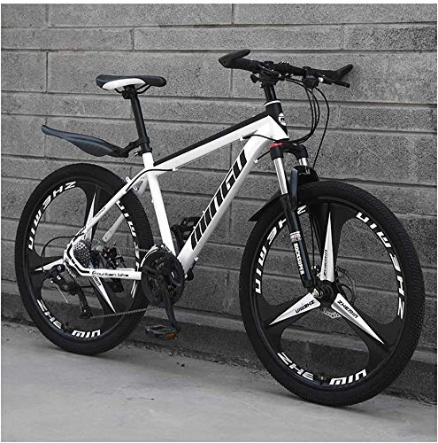 Mountain Bike : H-ei 24 Inch Mountain Bikes, Mens Women Carbon Steel Bicycle, 30-Speed Drivetrain All Terrain Mountain Bike with Dual Disc Brake (Color : 27 Speed, Size : White 3 Spoke)