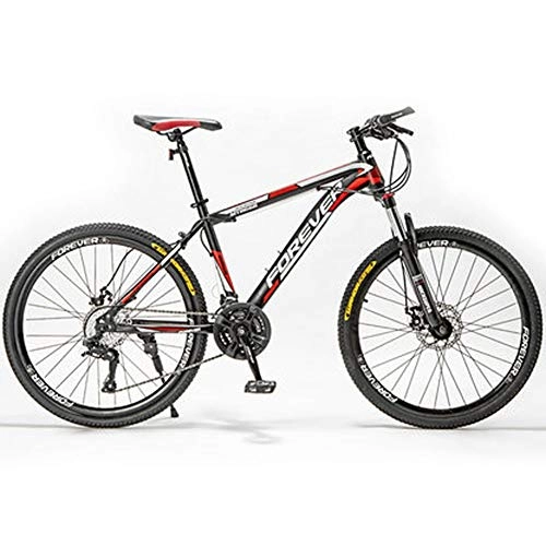 Mountain Bike : HAOYF Mens Mountain Bike 24 / 26 / 27.5 Inch, 21-30 Speed Adult Bicycle High Carbon Steel Road Bikes, Spoke Wheel & Dual Disc Brakes & Suspension Fork, Student Mountain Bike, Red, 24 Inch 30 Speed