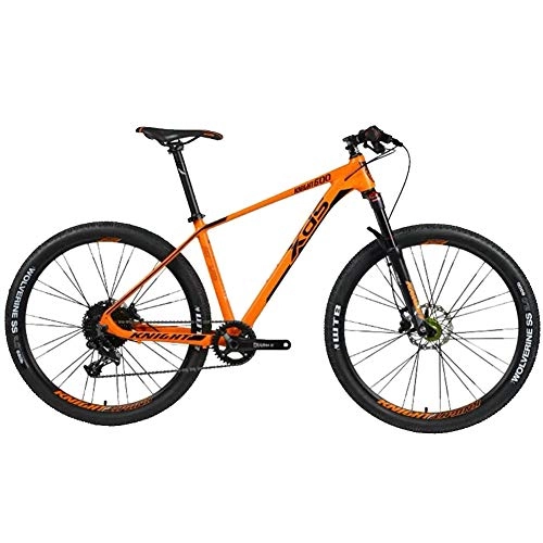 Mountain Bike : HARUONE 27.5Inch Mountain Bike Adult, 11 Speed Off-Road Oil Disc Brake Shock-Absorbing, Aluminum Alloy Frame Full Suspension Mountain Bike, Orange, 15.5inch