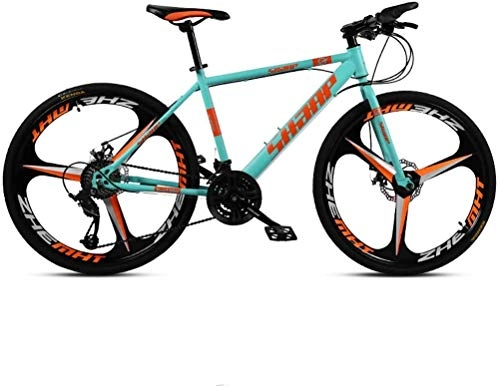 Mountain Bike : HCMNME durable bicycle 26 Inch Mountain Bike, Double Disc Brake / High-Carbon Steel Frame Bikes, Beach Snowmobile Bicycle, Aluminum Alloy Wheels, Blue, 27 speed Alloy frame with Disc Brakes