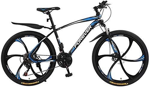 Mountain Bike : HCMNME durable bicycle Adult 26 Inch Mountain Bike, Double Disc Brake City Road Bicycle, Trail High-Carbon Steel Snow Bikes, Mens Variable Speed Mountain Bicycles Alloy frame with Disc Brakes