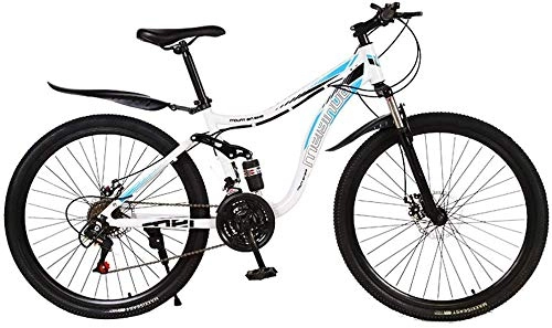 Mountain Bike : HCMNME durable bicycle Adult 26 Inch Mountain Bike, Double Disc Brake High-Carbon Steel Snow Bikes, Trail Double Shock Absorption Variable Speed Mountain Bicycles Alloy frame with Disc Brakes