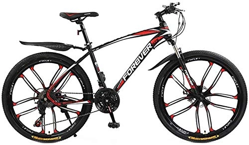 Mountain Bike : HCMNME durable bicycle Adult Mens Variable Speed Mountain Bike, Double Disc Brake City Road Bicycle, Trail High-Carbon Steel Snow Bikes, 26 Inch Mountain Bicycles Alloy frame with Disc Brakes