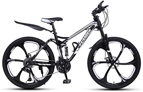 Mountain Bike : HCMNME Mountain Bikes, 24 inch downhill soft tail mountain bike variable speed male and female six-wheel mountain bike Alloy frame with Disc Brakes (Color : Black and silver, Size : 24 speed)