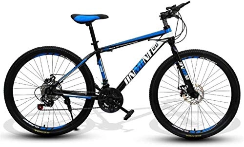 Mountain Bike : HCMNME Mountain Bikes, 24 inch mountain bike adult male and female variable speed travel bicycle spoke wheel Alloy frame with Disc Brakes (Color : Black blue, Size : 27 speed)