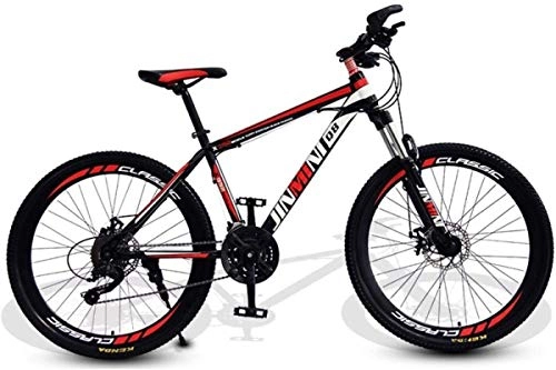 Mountain Bike : HCMNME Mountain Bikes, 24 inch mountain bike adult male and female variable speed travel bicycle spoke wheel Alloy frame with Disc Brakes (Color : Black red, Size : 27 speed)