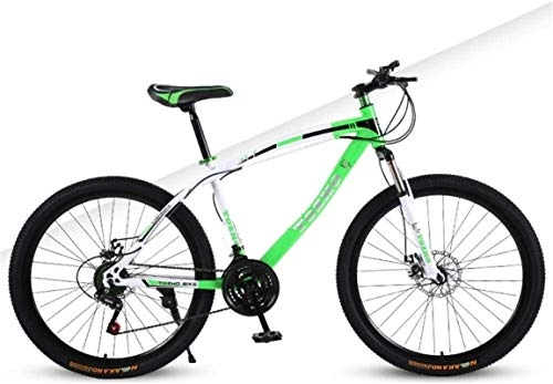 Mountain Bike : HCMNME Mountain Bikes, 24 inch mountain bike adult variable speed damping bicycle off-road dual disc brake spoke wheel bicycle Alloy frame with Disc Brakes (Color : White and green, Size : 24 speed)