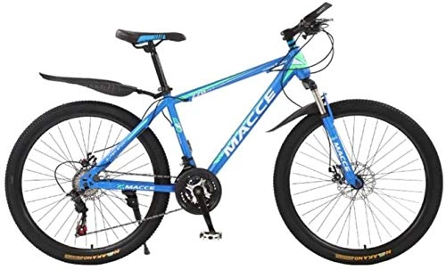 Mountain Bike : HCMNME Mountain Bikes, 24 inch mountain bike bicycle male and female adult variable speed spoke wheel shock absorbing bicycle Alloy frame with Disc Brakes (Color : Blue, Size : 21 speed)