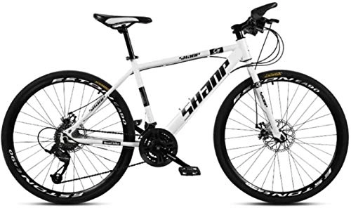 Mountain Bike : HCMNME Mountain Bikes, 24 inch mountain bike male and female adult super light variable speed bicycle spoke wheel Alloy frame with Disc Brakes (Color : White, Size : 30 speed)