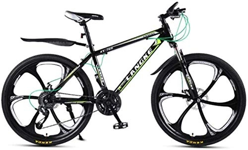 Mountain Bike : HCMNME Mountain Bikes, 24-inch mountain bike variable speed male and female mobility six-wheel bicycle Alloy frame with Disc Brakes (Color : Dark green, Size : 21 speed)