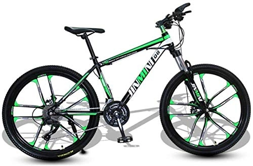 Mountain Bike : HCMNME Mountain Bikes, 26 inch mountain bike adult men and women variable speed transportation bicycle ten cutter wheels Alloy frame with Disc Brakes (Color : Dark green, Size : 21 speed)