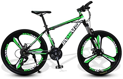 Mountain Bike : HCMNME Mountain Bikes, 26 inch mountain bike adult men's and women's variable speed travel bicycle three-knife wheel Alloy frame with Disc Brakes (Color : Dark green, Size : 27 speed)
