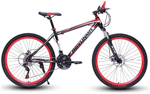 Mountain Bike : HCMNME Mountain Bikes, 26 inch mountain bike bicycle male and female lightweight dual disc brake variable speed bicycle spoke wheel Alloy frame with Disc Brakes (Color : Black red, Size : 21 speed)