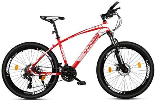 Mountain Bike : HCMNME Mountain Bikes, 26 inch mountain bike male and female adult super light racing light bicycle spoke wheel Alloy frame with Disc Brakes (Color : Red, Size : 30 speed)